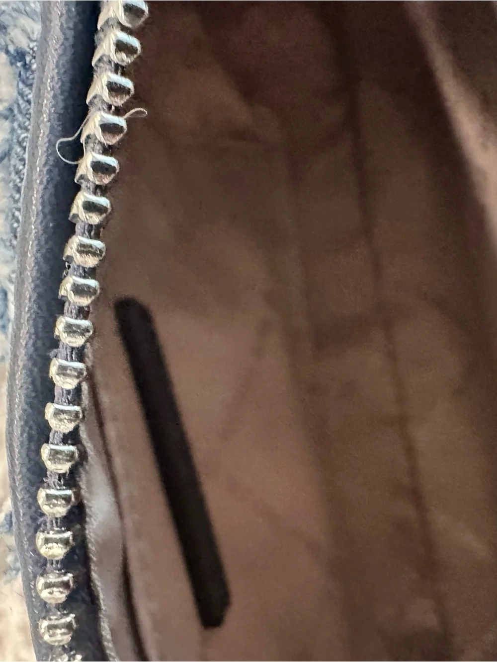 Michael Kors Blue Denim Houndstooth Chain-Trim Crossbody